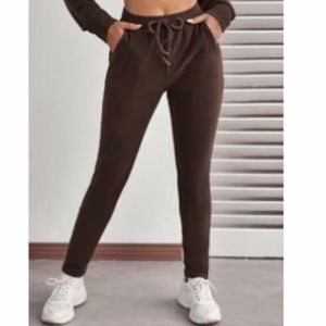 Brown drawstring waist skinny pants